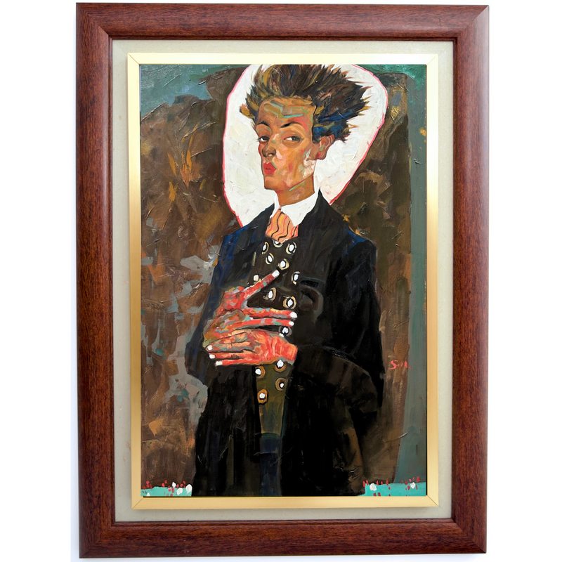 Self-Portrait with Vest - Egon Schiele