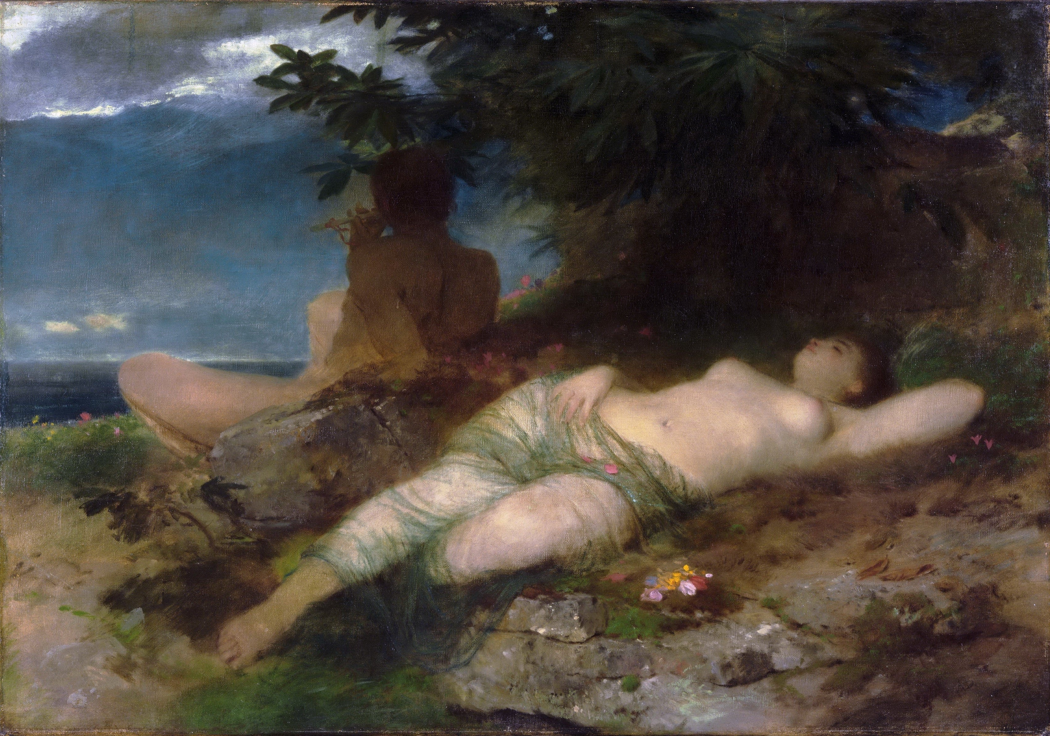 Nymphe et Satyre - Arnold Böcklin