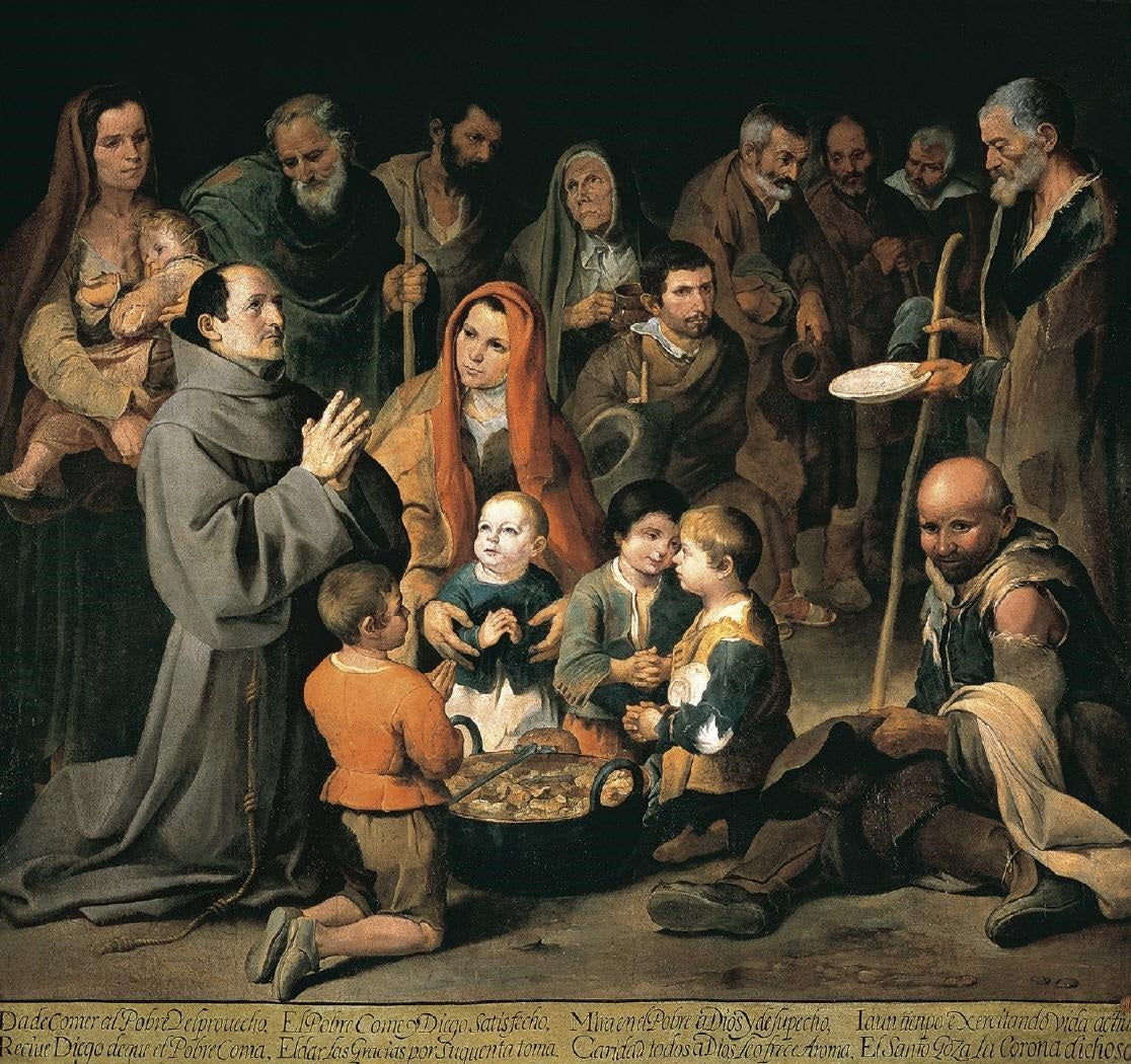 Saint Didaque d'Alcalá nourrissant les pauvres - Bartolomé Esteban Murillo