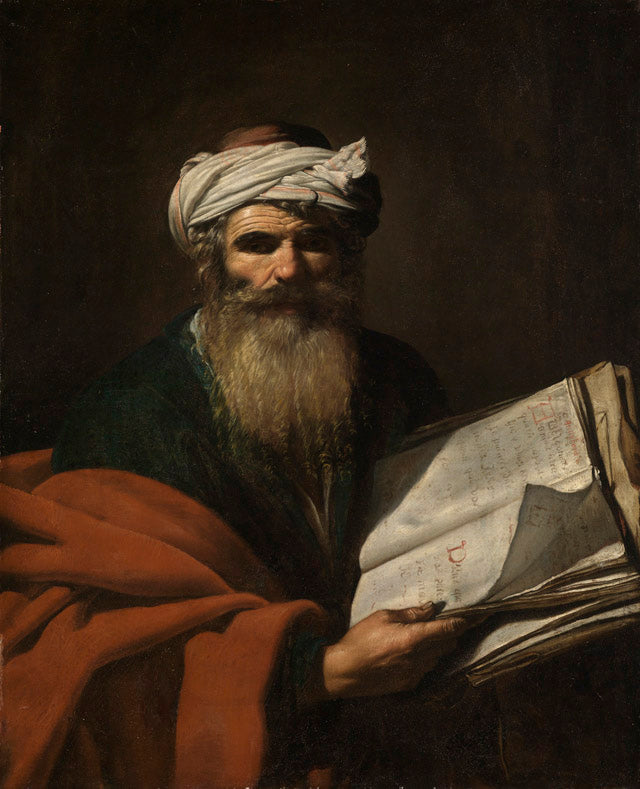 Reproduction du tableau ยซ Prophรจte avec un livre - Le Caravage ยป par Alpha Reproduction en peinture ร lโhuile