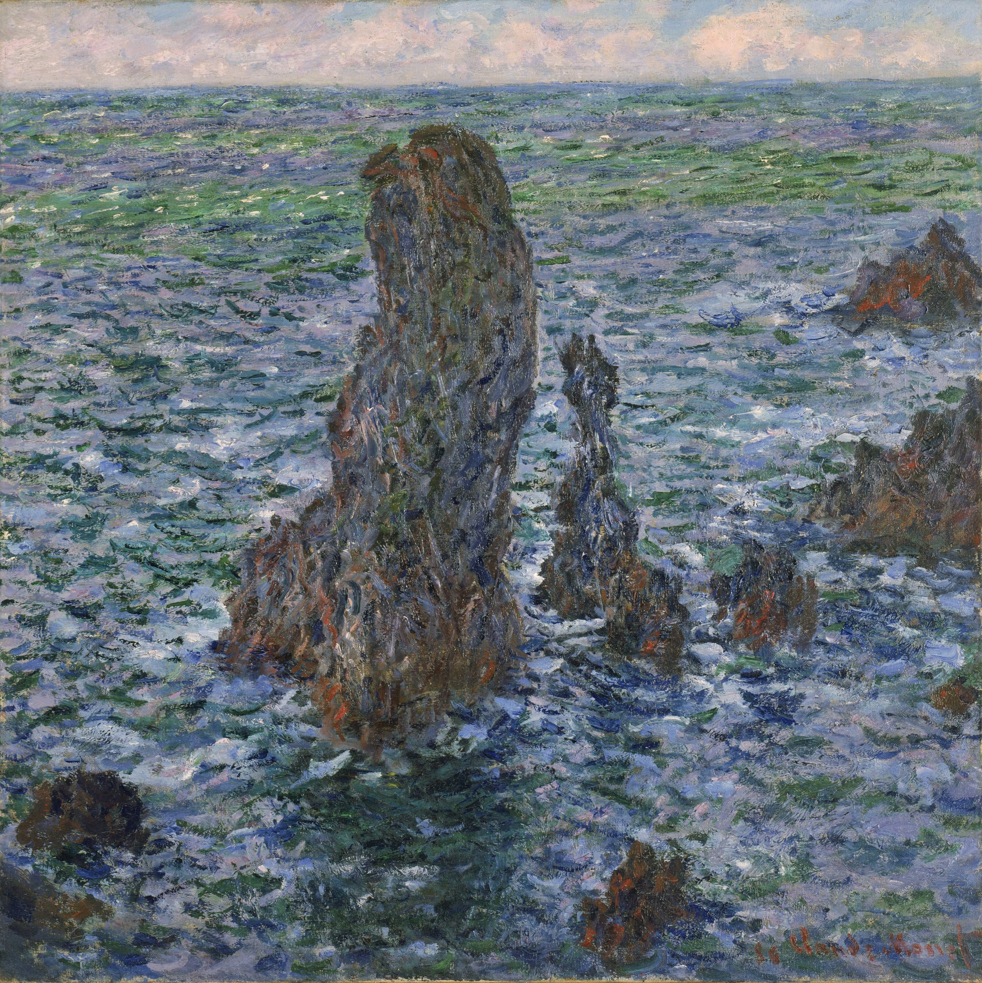 Reproduction du tableau « Les pyramides de Port Coton - Claude Monet » par Alpha Reproduction en peinture à l’huile