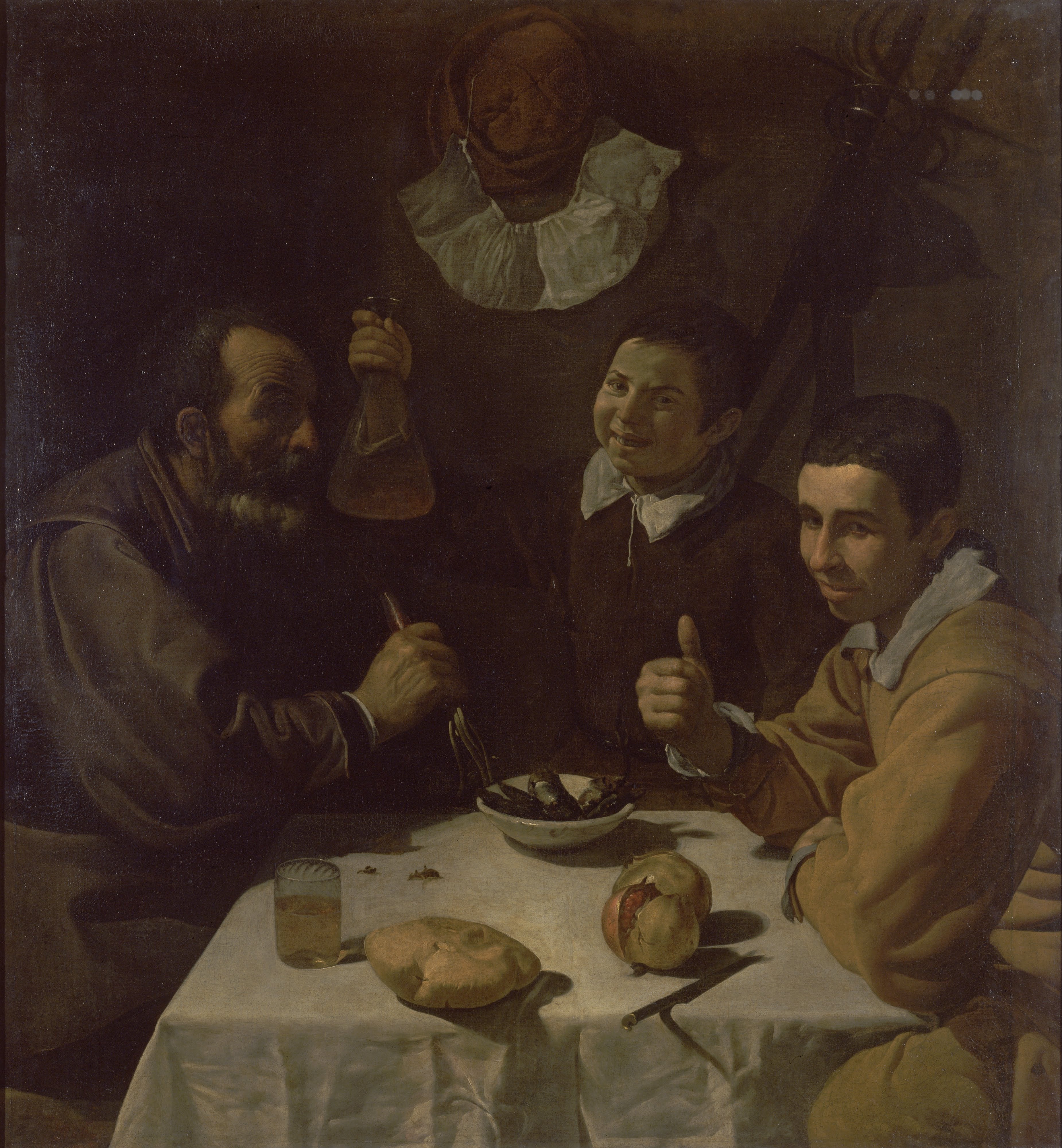 Trois hommes à table, le déjeuner - Diego Velázquez