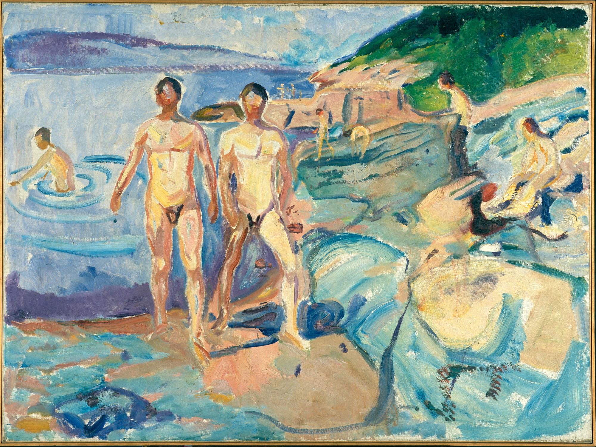 Reproduction du tableau « Les hommes se baignant - Edvard Munch » par Alpha Reproduction en peinture à l’huile