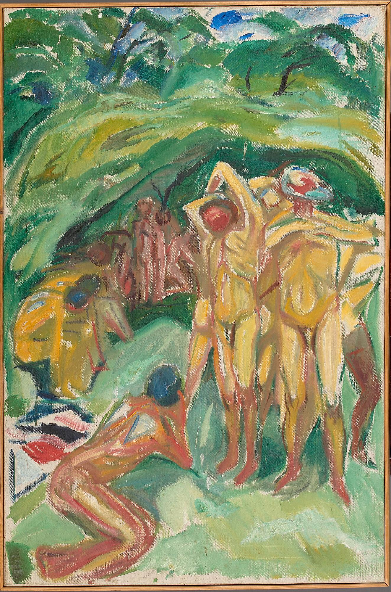 Reproduction du tableau « Hommes nus dans les bois - Edvard Munch » par Alpha Reproduction en peinture à l’huile