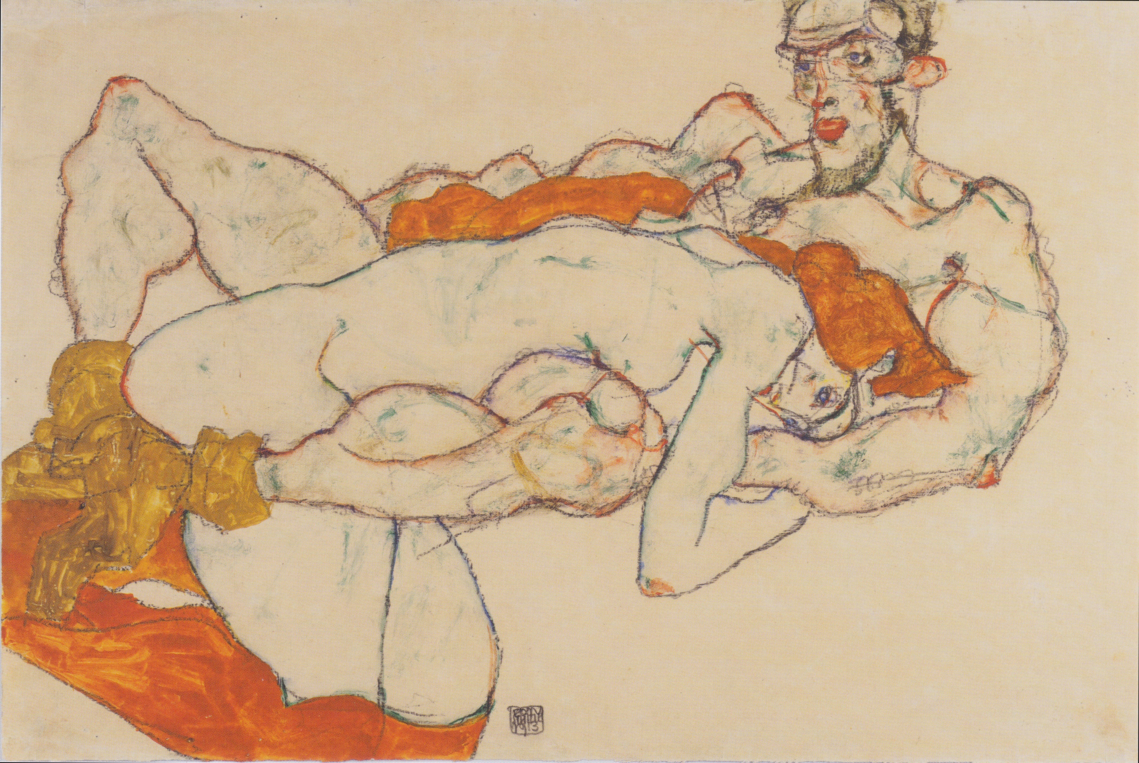Reproduction du tableau « Les amoureux - Egon Schiele » par Alpha Reproduction en peinture à l’huile