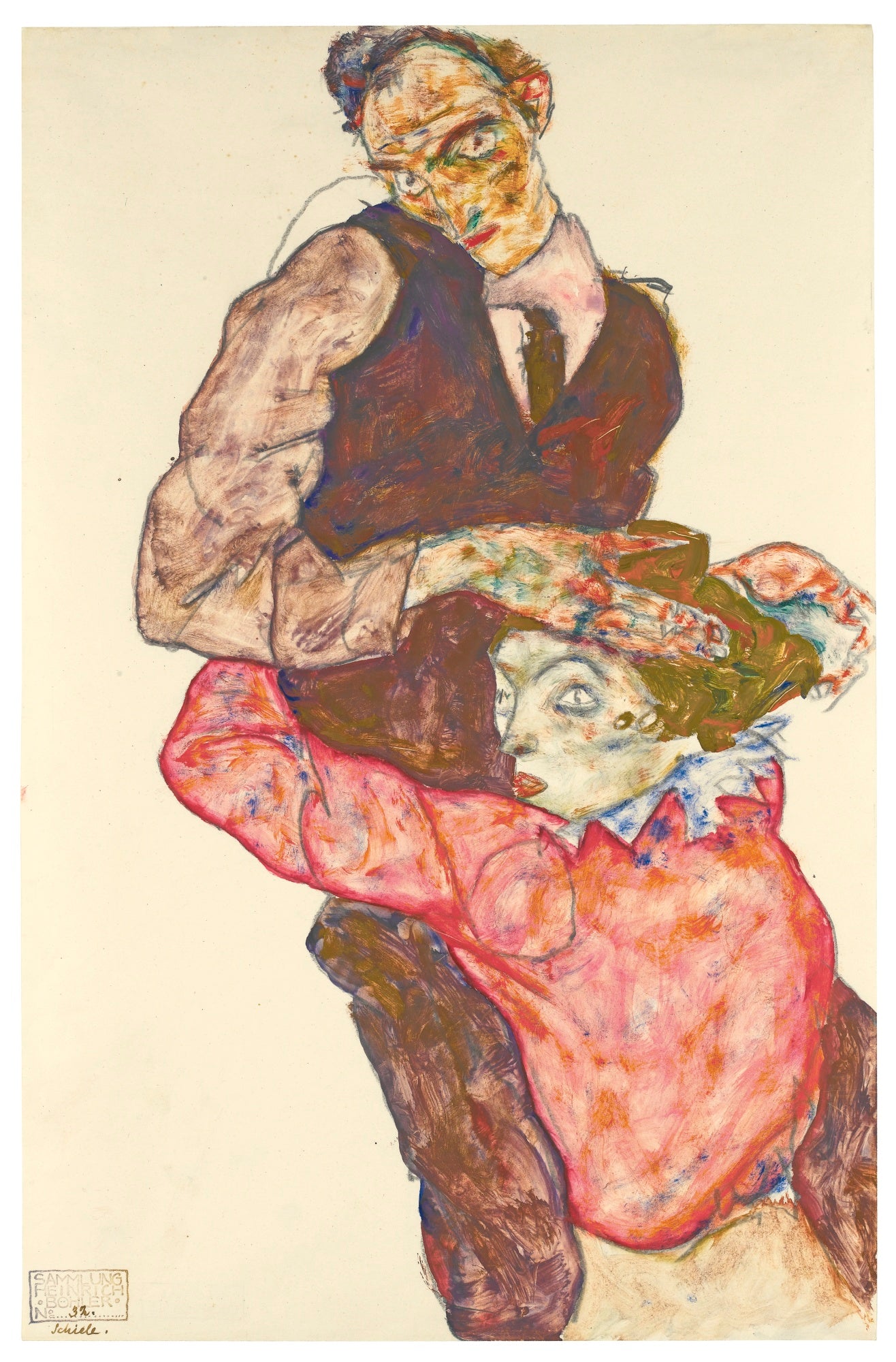 Reproduction du tableau « Les amoureux (Autoportrait avec Wally) - Egon Schiele » par Alpha Reproduction en peinture à l’huile