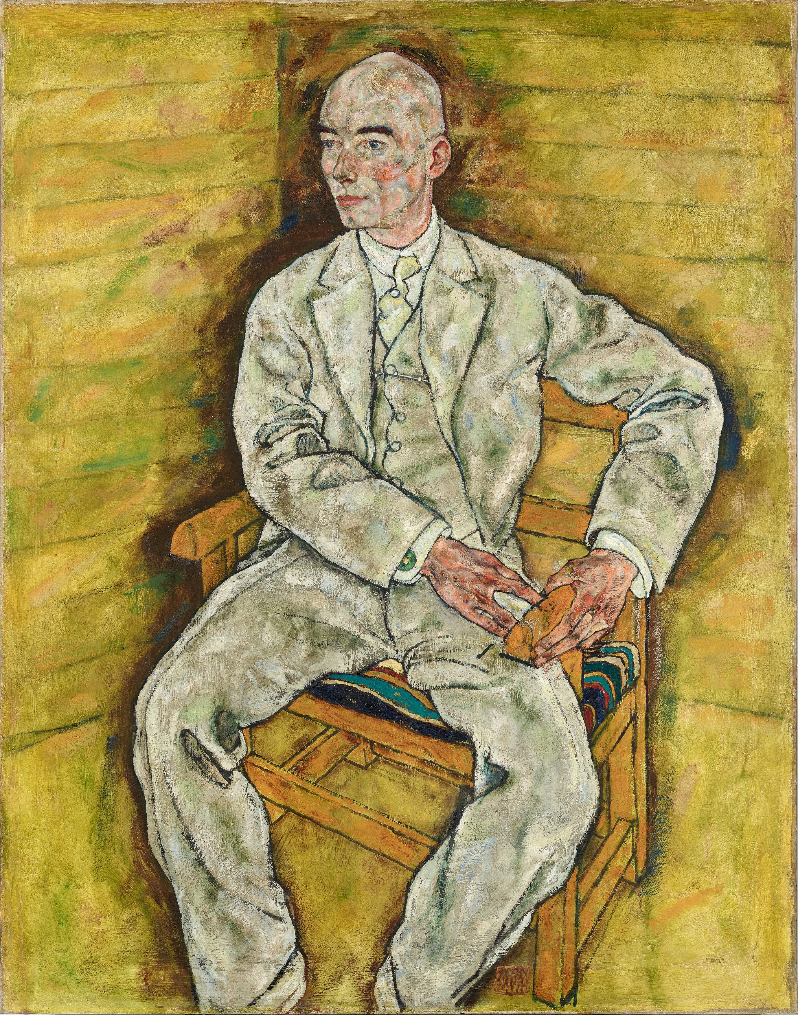 Reproduction du tableau « Portrait de Victor Ritter von Bauer - Egon Schiele » par Alpha Reproduction en peinture à l’huile