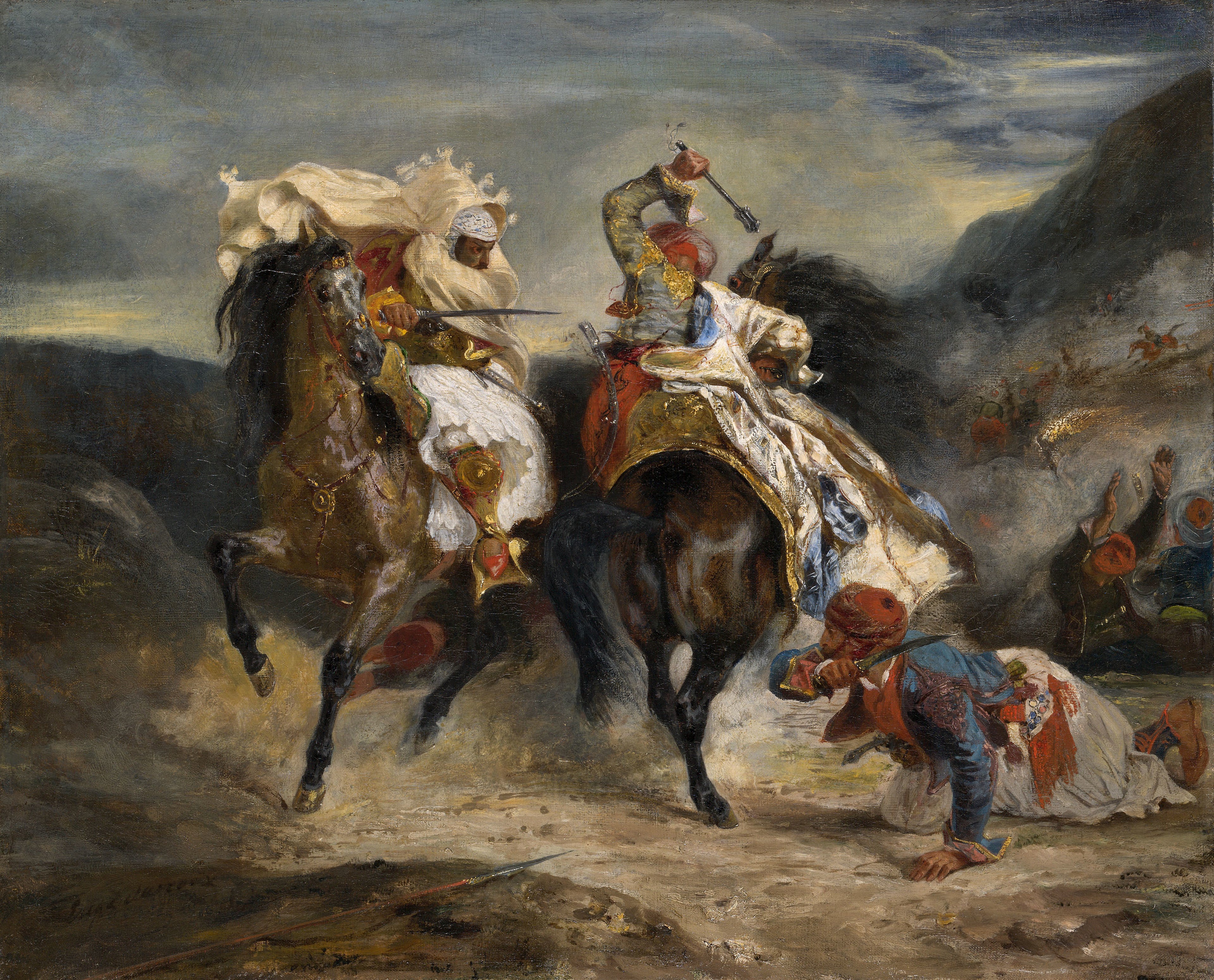Reproduction du tableau « Combat du Giaour et Hassan - Eugène Delacroix » par Alpha Reproduction en peinture à l’huile