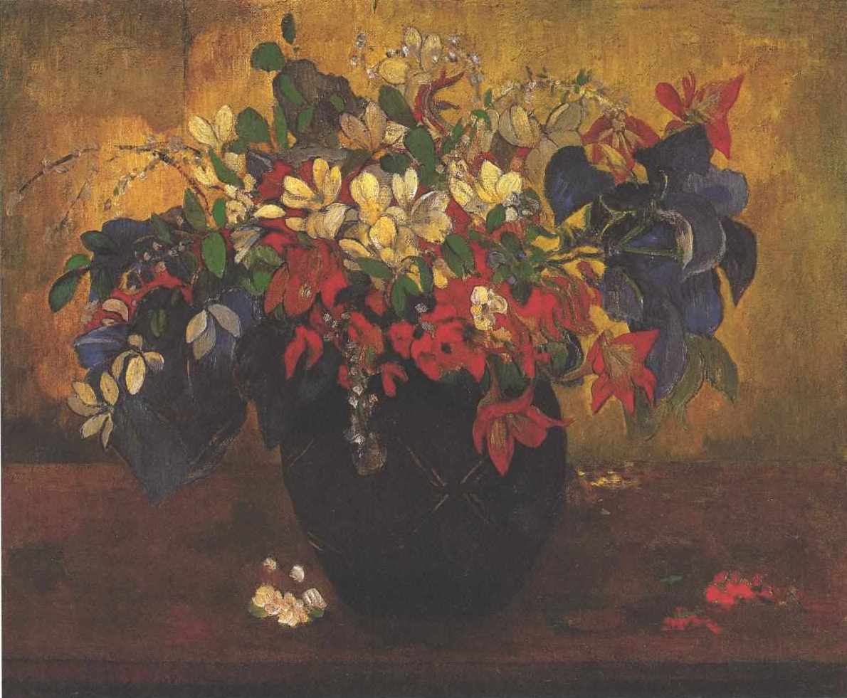 Reproduction du tableau ยซ Vase de fleurs rouges - Paul Gauguin ยป par Alpha Reproduction en peinture ร lโhuile