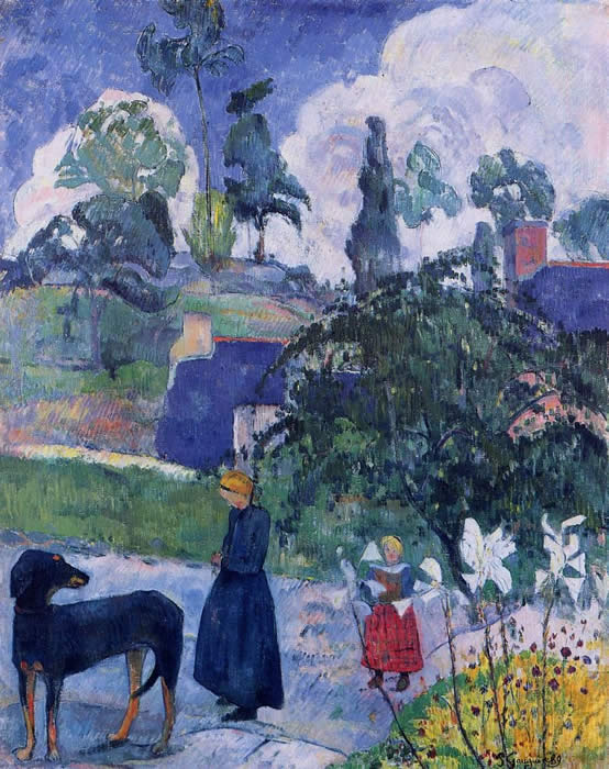 Reproduction du tableau ยซ Entre les lys - Paul Gauguin ยป par Alpha Reproduction en peinture ร lโhuile