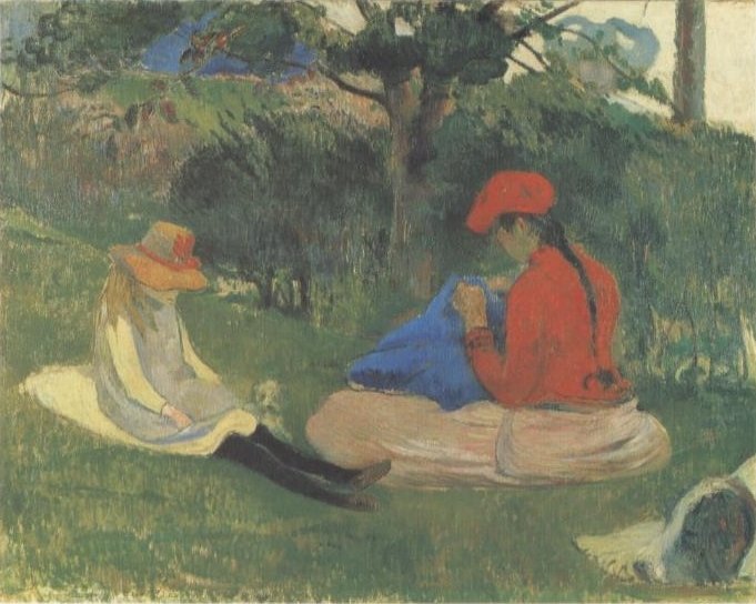Reproduction du tableau ยซ La Couture - Paul Gauguin ยป par Alpha Reproduction en peinture ร lโhuile