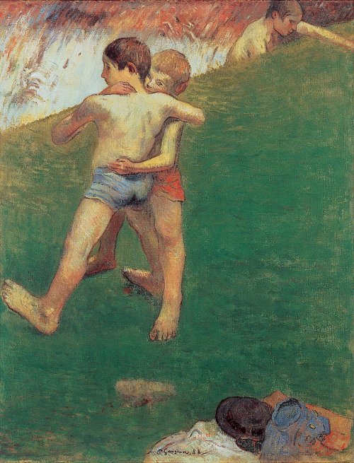 Reproduction du tableau ÂĢ Les Enfants luttant - Paul Gauguin Âģ par Alpha Reproduction en peinture à lâhuile
