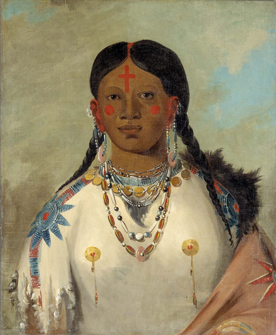 Tís-se-wóo-na-tís, Celle qui se baigne les genoux, épouse du chef - George Catlin