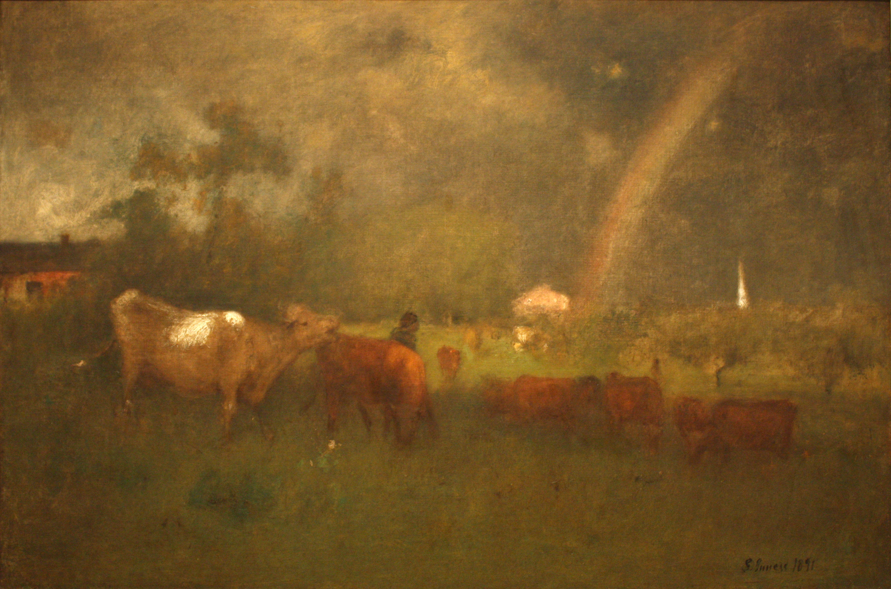 Averse sur le fleuve Delaware - George Inness