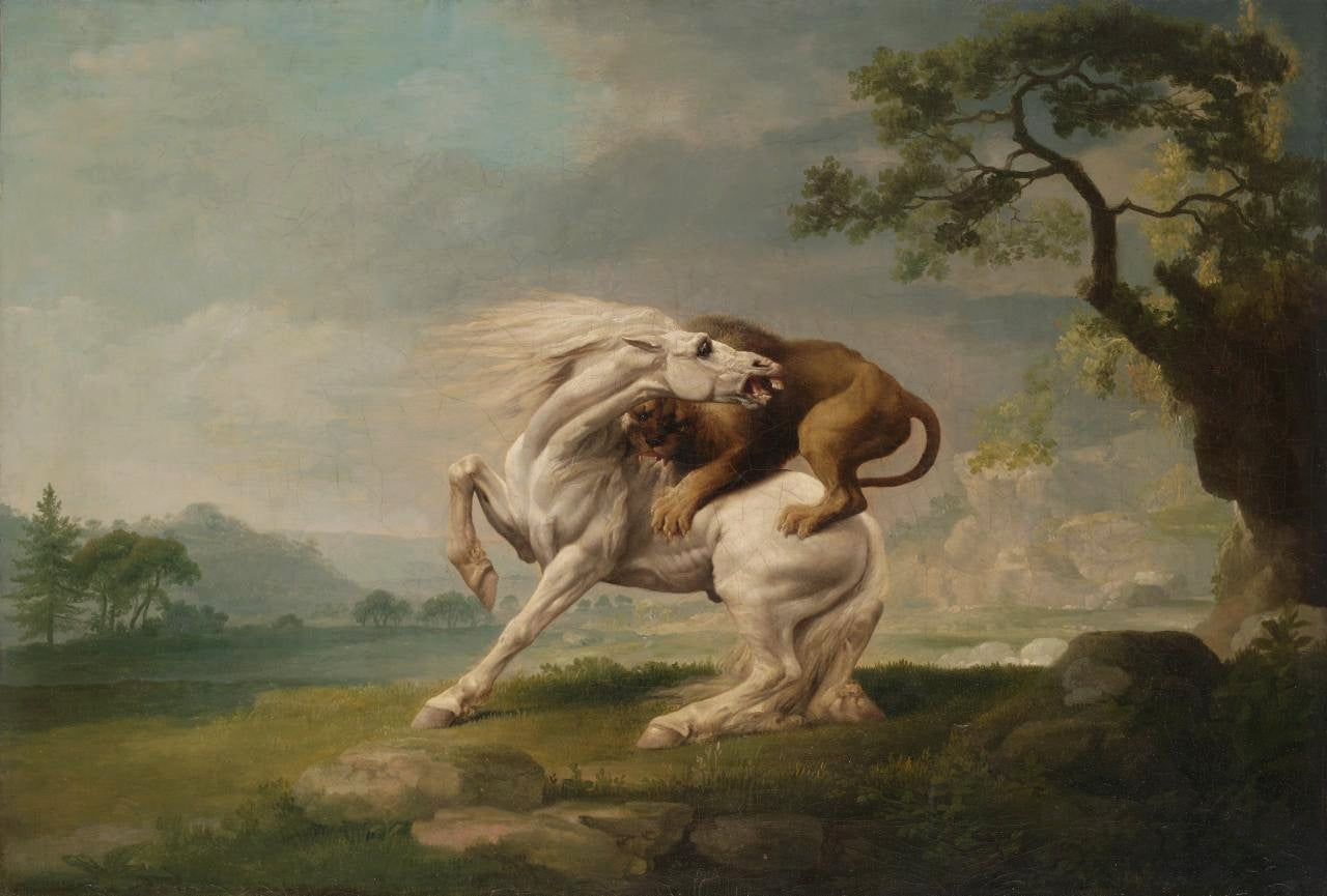 Un lion attaquant un cheval - George Stubbs