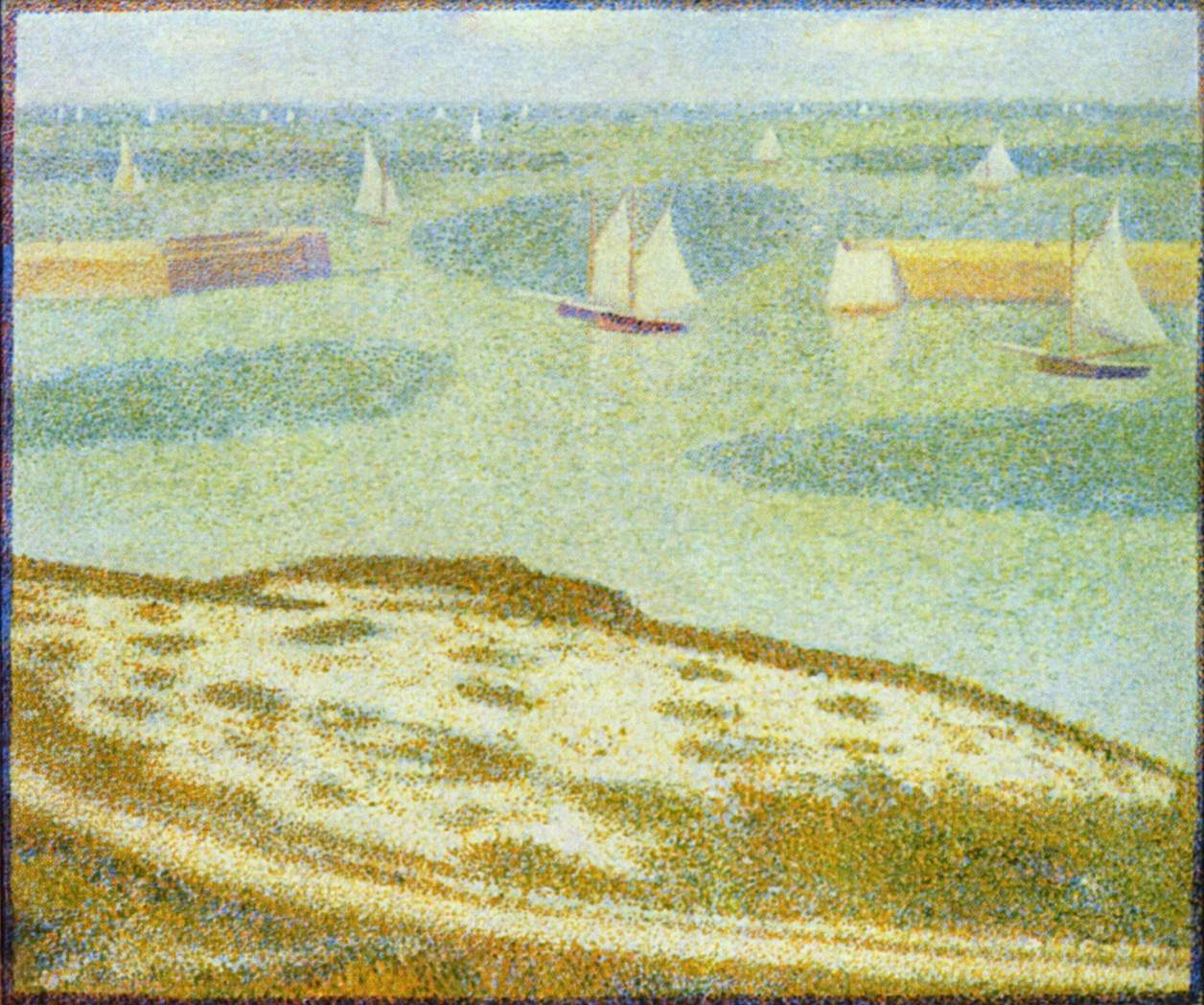 Reproduction du tableau ÂĢ Port-en-Bessin, EntrÊe du port - Georges Seurat Âģ par Alpha Reproduction en peinture à lâhuile