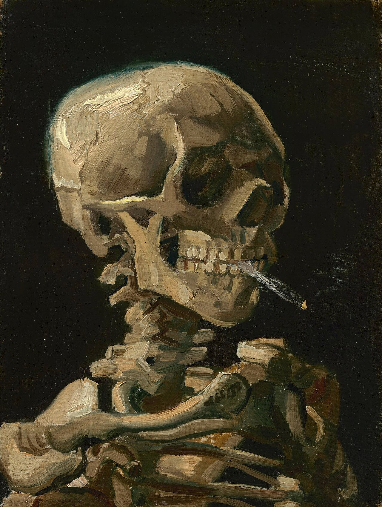 Reproduction du tableau ยซ Grue avec cigarette allumรฉe - Vincent van Gogh ยป par Alpha Reproduction en peinture ร lโhuile