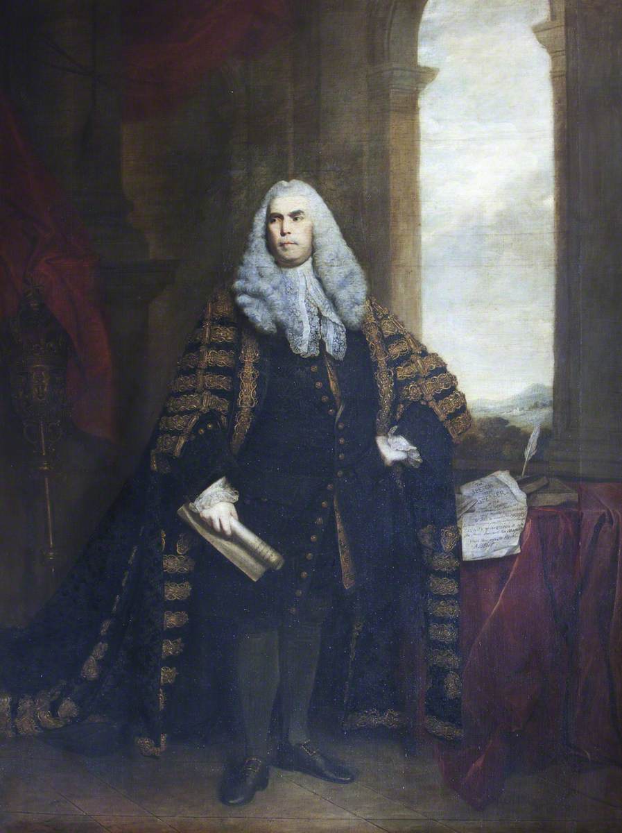 L'honorable Sir John Cust, 3e baronnet de Pinchbeck et 6e baronnet de Humby (1718-1770), en tenue de président - Joshua Reynolds