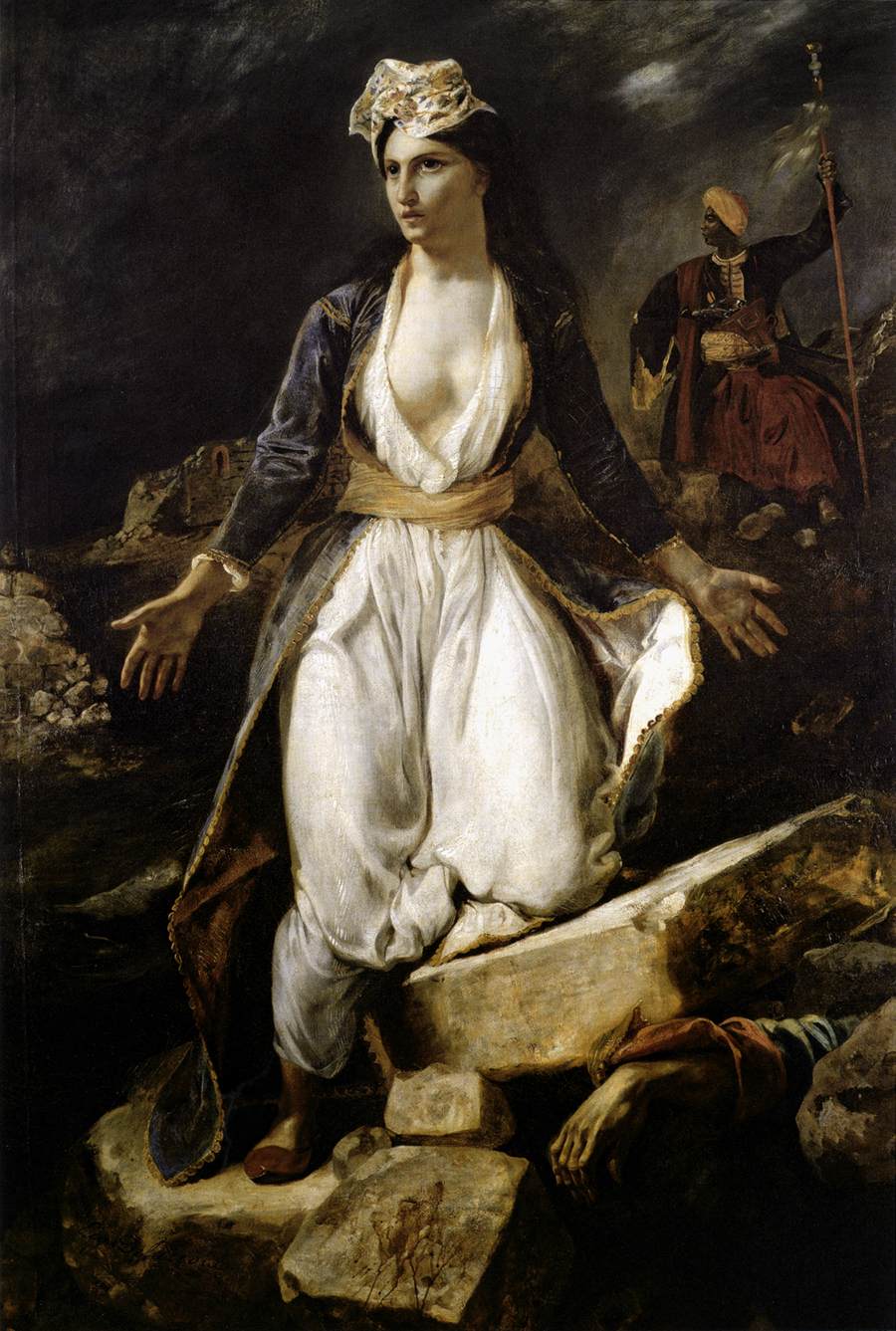 Reproduction du tableau « La Grèce sur les ruines de Missolonghi - Eugène Delacroix » par Alpha Reproduction en peinture à l’huile