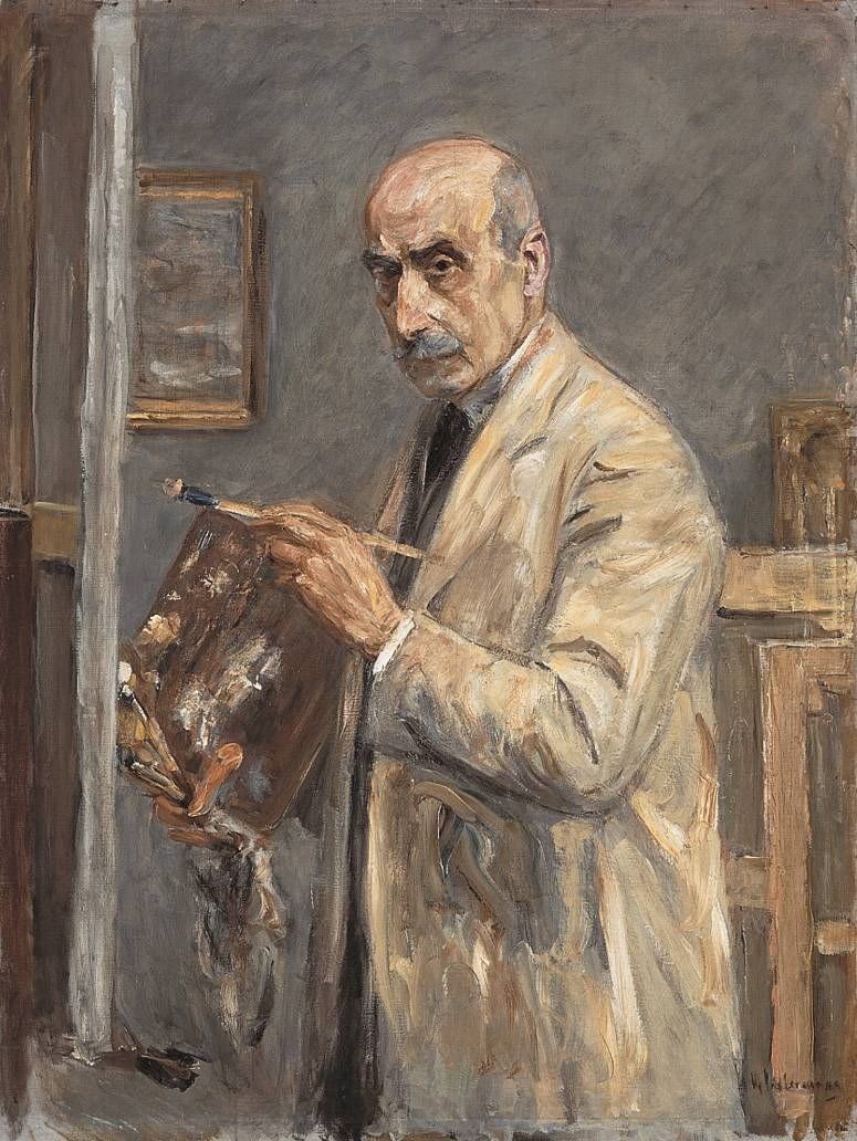 Self-Portrait in Painting Smock (Selbstbildnis im Malkittel) - Max Liebermann