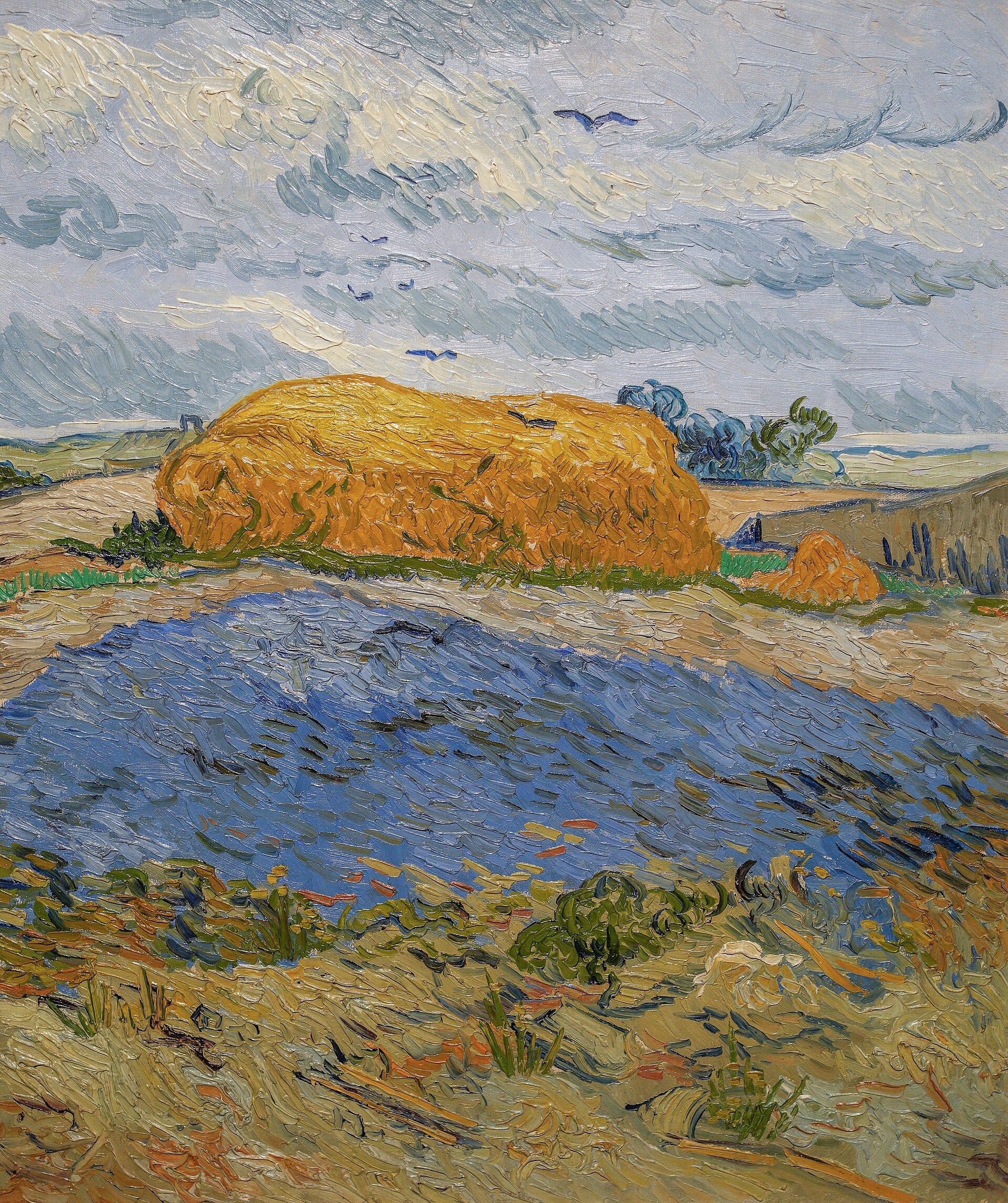 Haystacks under a Rainy Sky - Vincent van Gogh