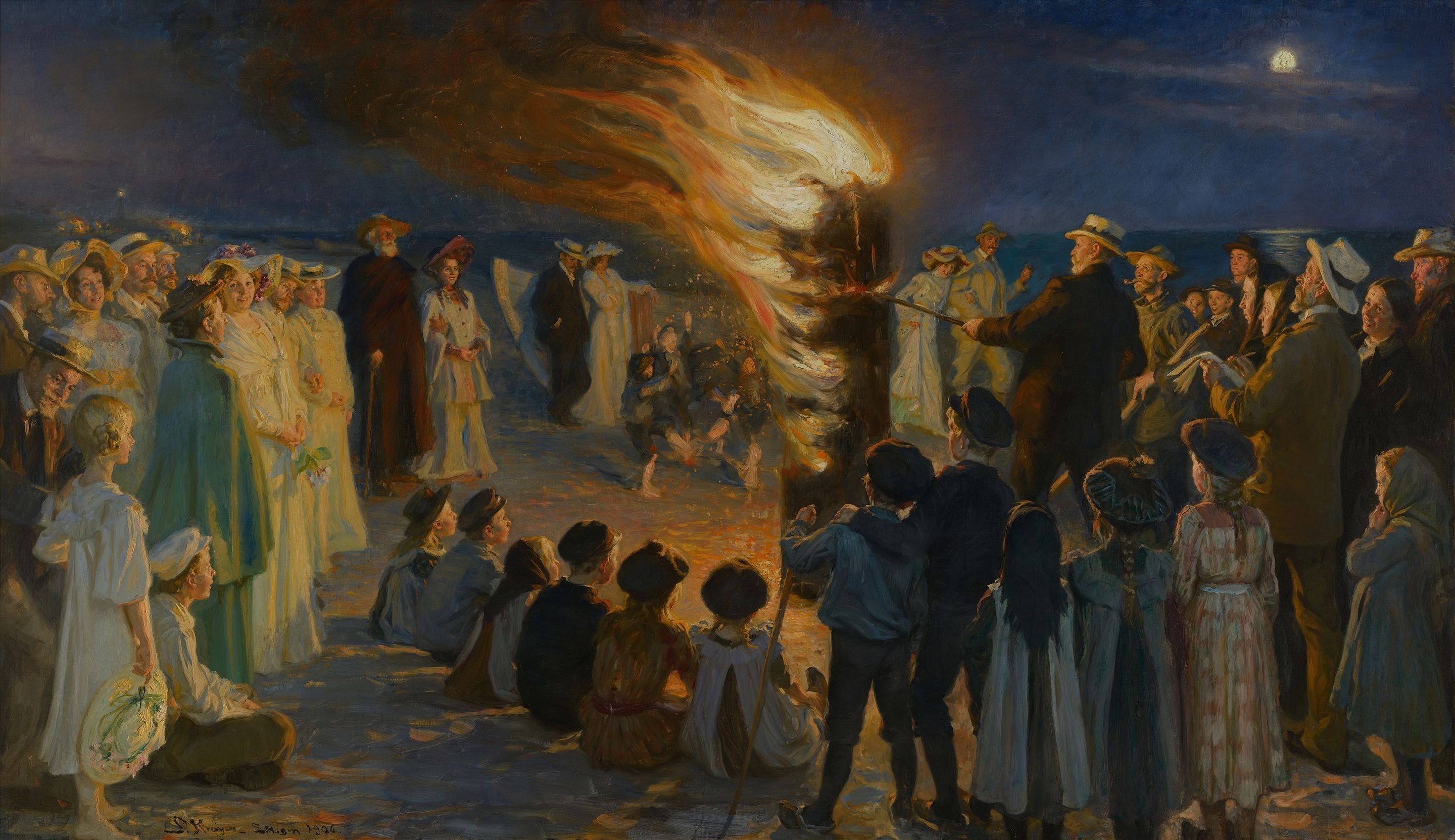 Bonfire of the Summer Solstice Eve on Skagen Beach - Peder Severin Krøyer