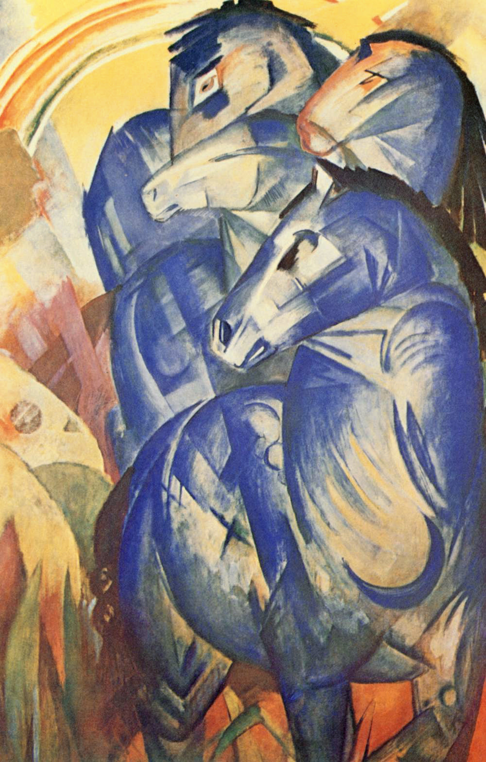 Reproduction du tableau ยซ La tour des chevaux bleus - Franz Marc ยป par Alpha Reproduction en peinture ร lโhuile