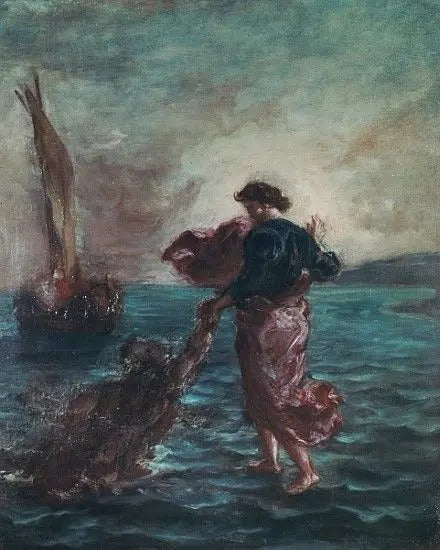 Reproduction du tableau « Le Christ marchant sur les eaux - Eugène Delacroix » par Alpha Reproduction en peinture à l’huile
