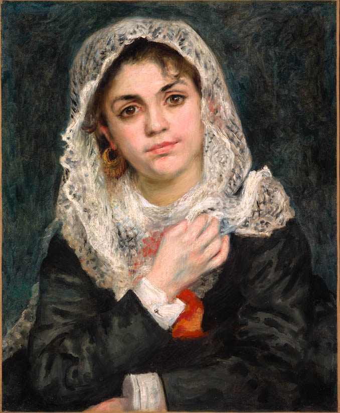 Reproduction du tableau ÂĢ Lise dans un ChÃĸle Blanc - Pierre-Auguste Renoir Âģ par Alpha Reproduction en peinture à lâhuile