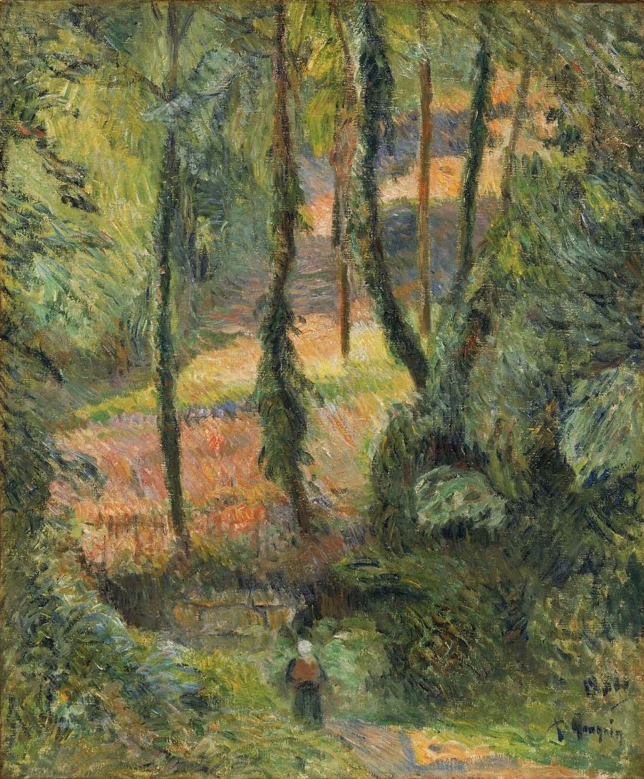 Reproduction du tableau ยซ Chemin creux dans une pente boisรฉe - Paul Gauguin ยป par Alpha Reproduction en peinture ร lโhuile