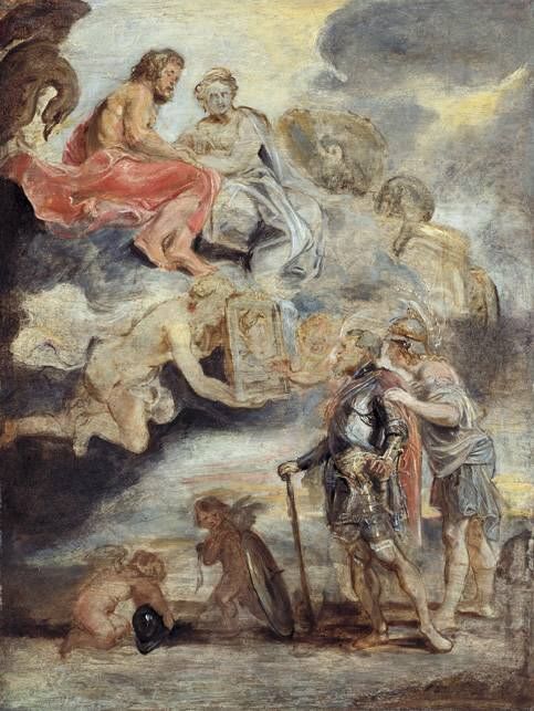 Minerve présente le portrait de Marie de Médicis au roi Henri IV de France (esquisse) - Peter Paul Rubens