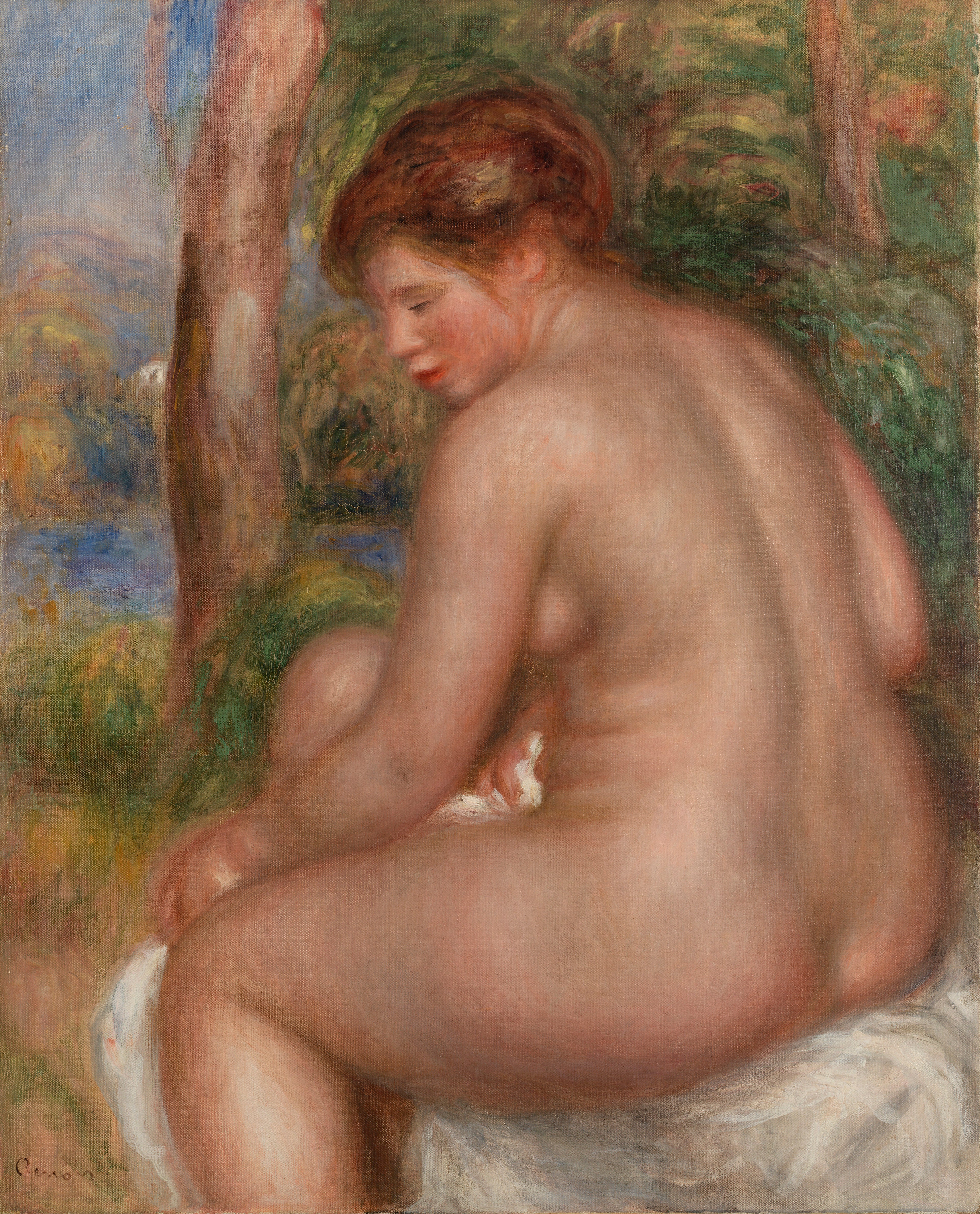 Reproduction du tableau « Baigneuse vue de trois quarts - Pierre-Auguste Renoir » par Alpha Reproduction en peinture à l’huile