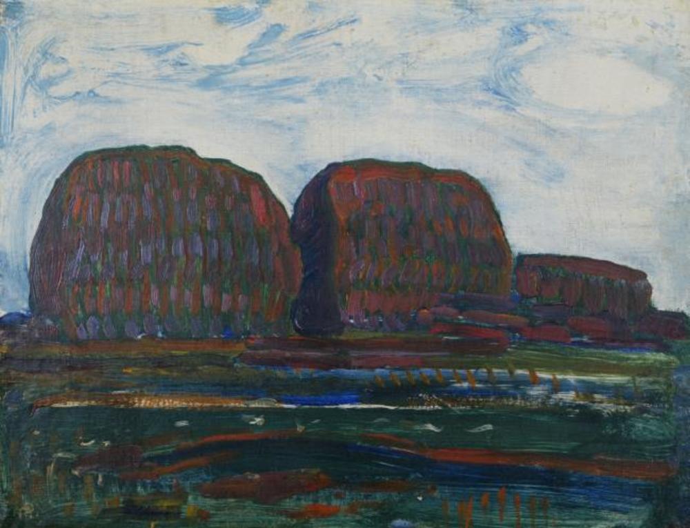 Reproduction du tableau ยซ Meules de foin III - Piet Mondrian ยป par Alpha Reproduction en peinture ร lโhuile