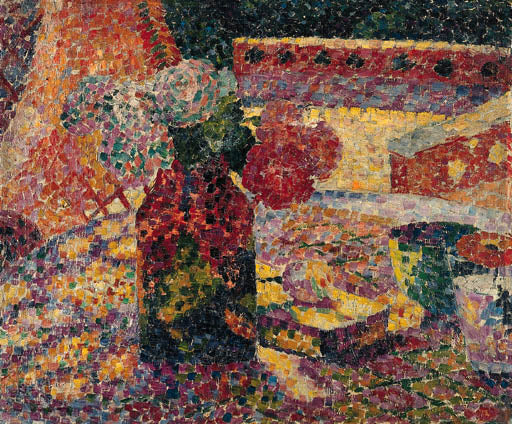 Reproduction du tableau « Nature morte au vase de fleurs - Robert Delaunay » par Alpha Reproduction en peinture à l’huile