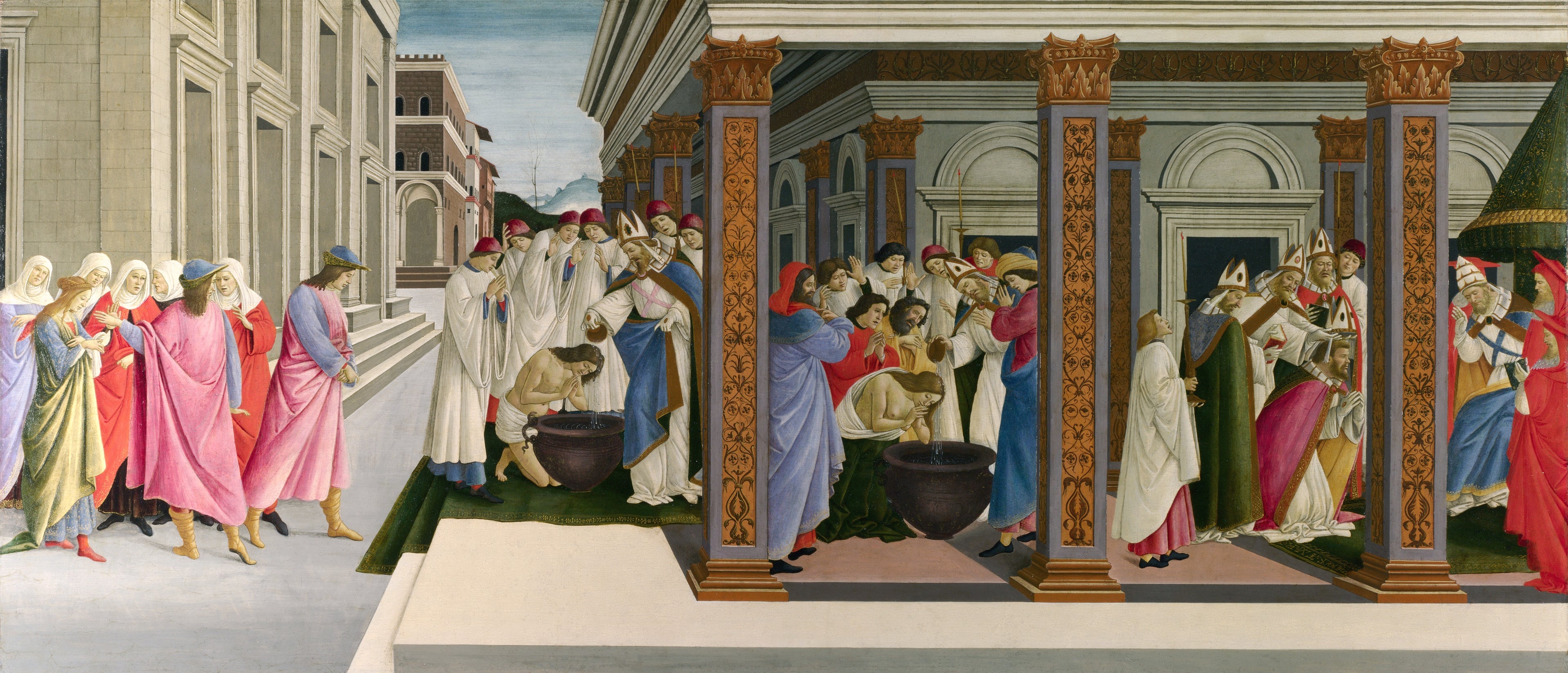 The Baptism of Zenobius and His Ordination as Bishop - Sandro Botticelli