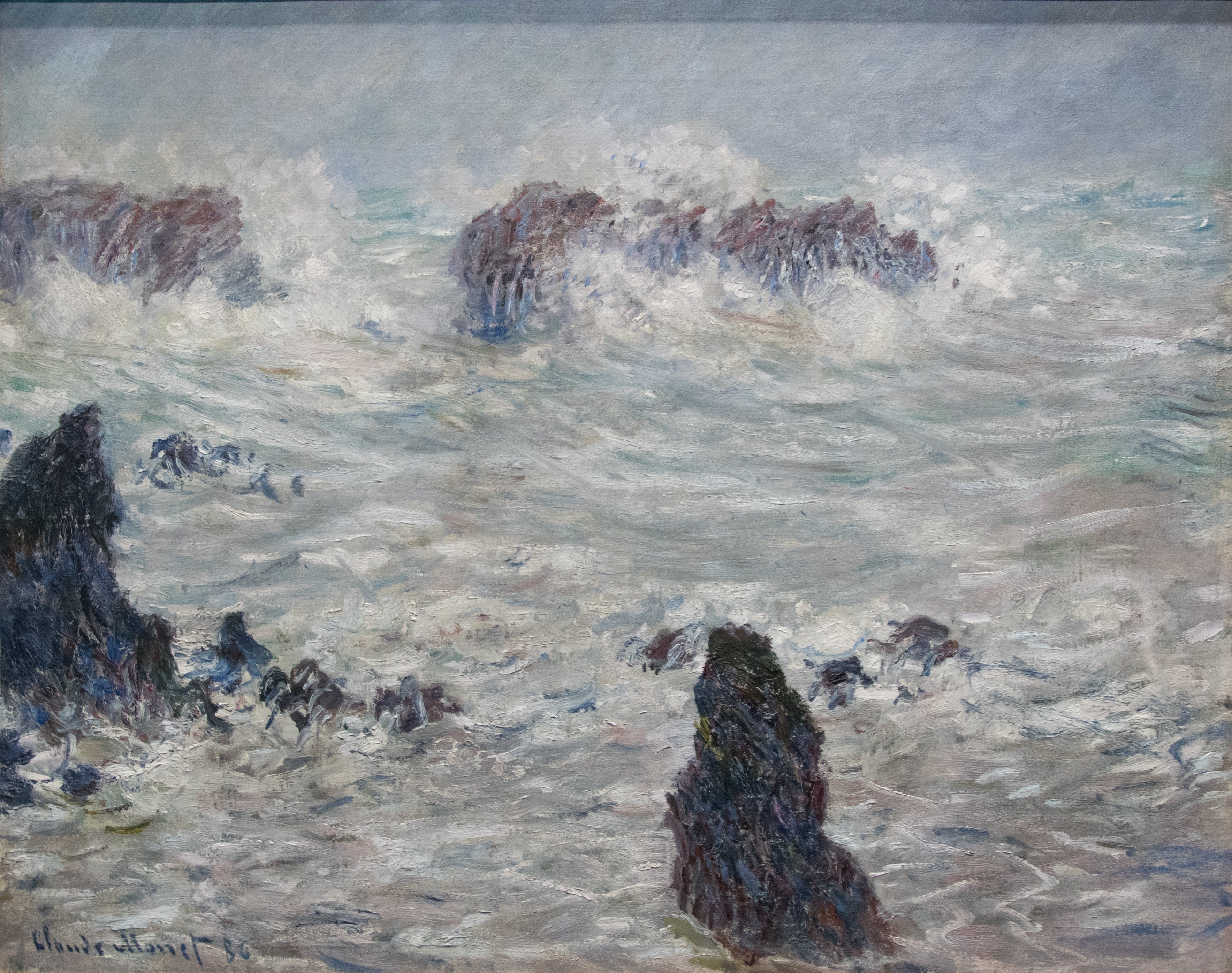 Reproduction du tableau ยซ Tempรชte, cรดtes de Belle-Ile - Claude Monet ยป par Alpha Reproduction en peinture ร lโhuile