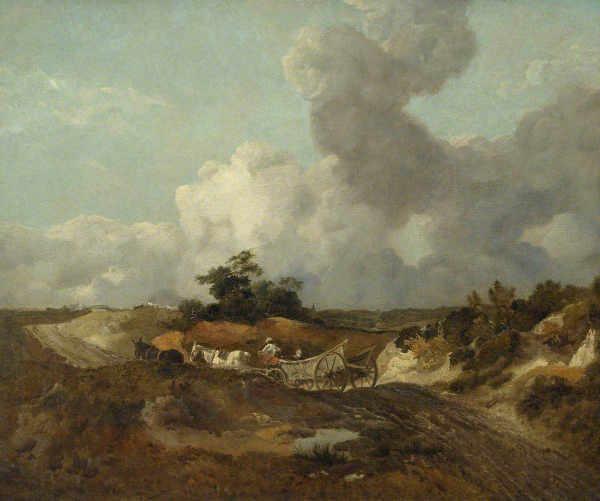Paysage ouvert avec chariot de campagne sur une piste vallonnée - Thomas Gainsborough