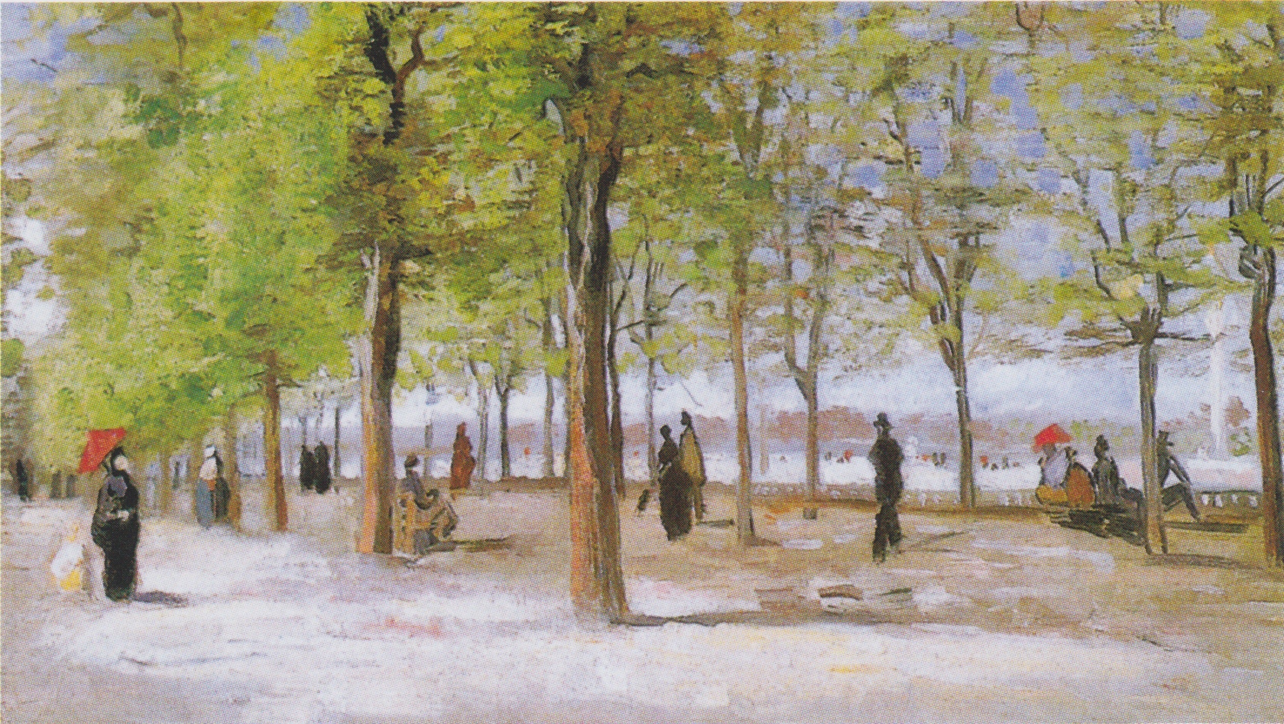 Reproduction du tableau « Promeneurs au jardin du Luxembourg - Vincent van Gogh » par Alpha Reproduction en peinture à l’huile