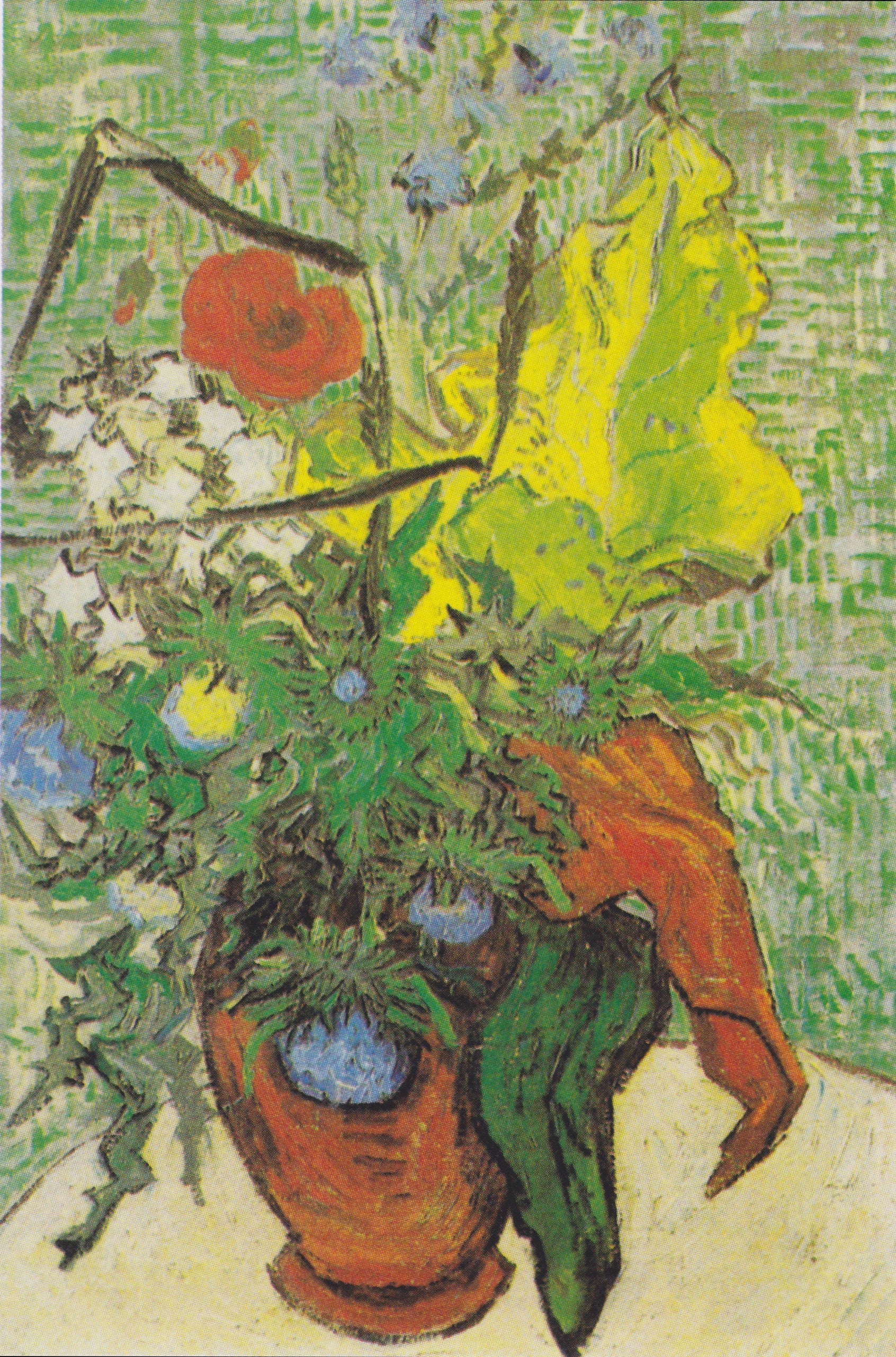 Reproduction du tableau ยซ Fleurs sauvages et chardons dans un vase - Vincent van Gogh ยป par Alpha Reproduction en peinture ร lโhuile