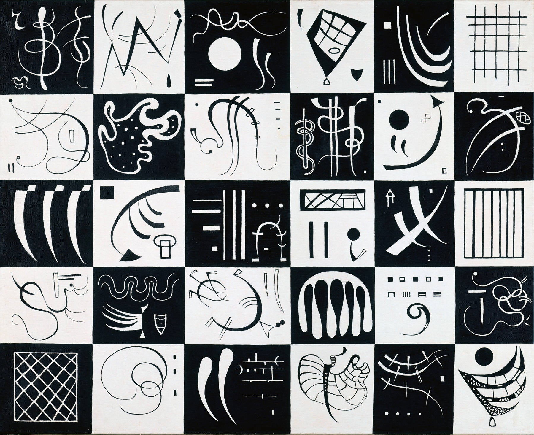 Reproduction du tableau ÂĢ Trente - Vassily Kandinsky Âģ par Alpha Reproduction en peinture à lâhuile