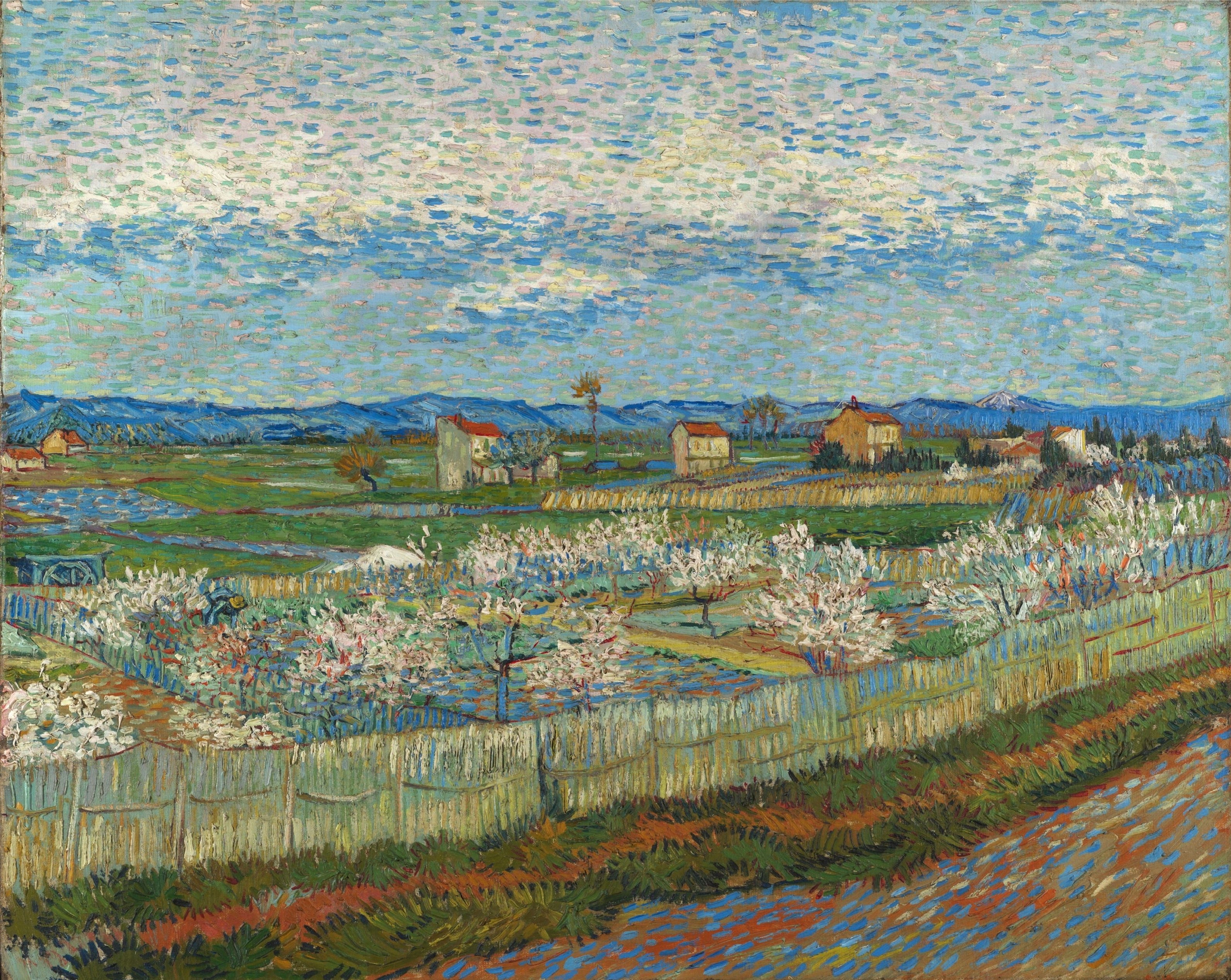 Reproduction du tableau « Pêchers en fleurs - Vincent van Gogh » par Alpha Reproduction en peinture à l’huile