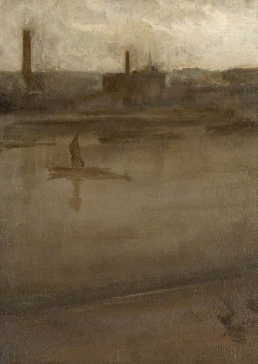 Reproduction du tableau « Gris et argent : la Tamise - James Abbott McNeill Whistler » par Alpha Reproduction en peinture à l’huile