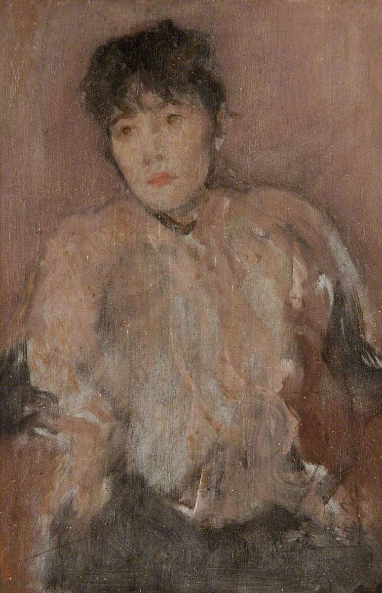 Reproduction du tableau « L'écharpe rose - James Abbott McNeill Whistler » par Alpha Reproduction en peinture à l’huile