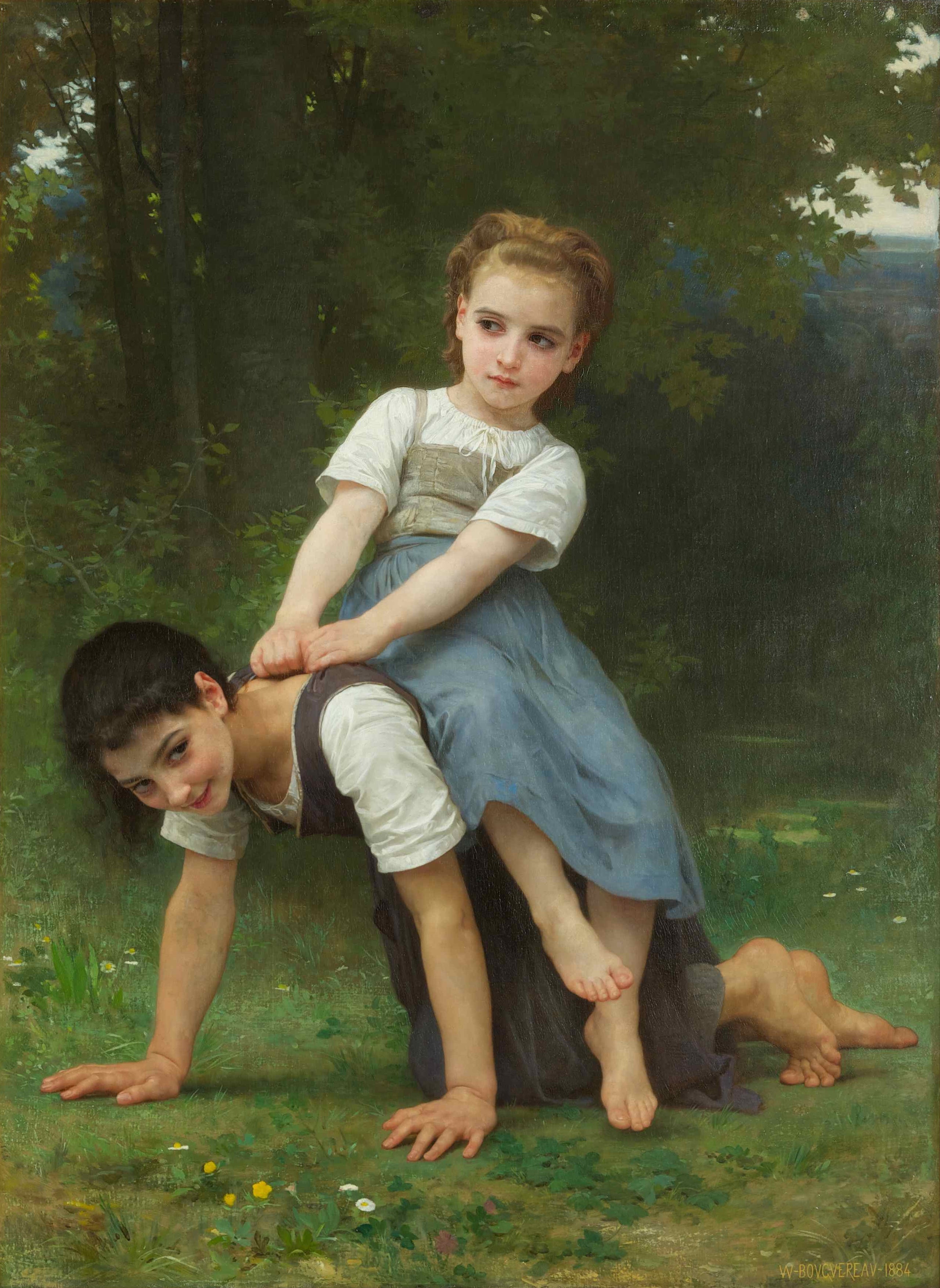Reproduction du tableau ÂĢ La bourrique - Bouguereau Âģ par Alpha Reproduction en peinture à lâhuile