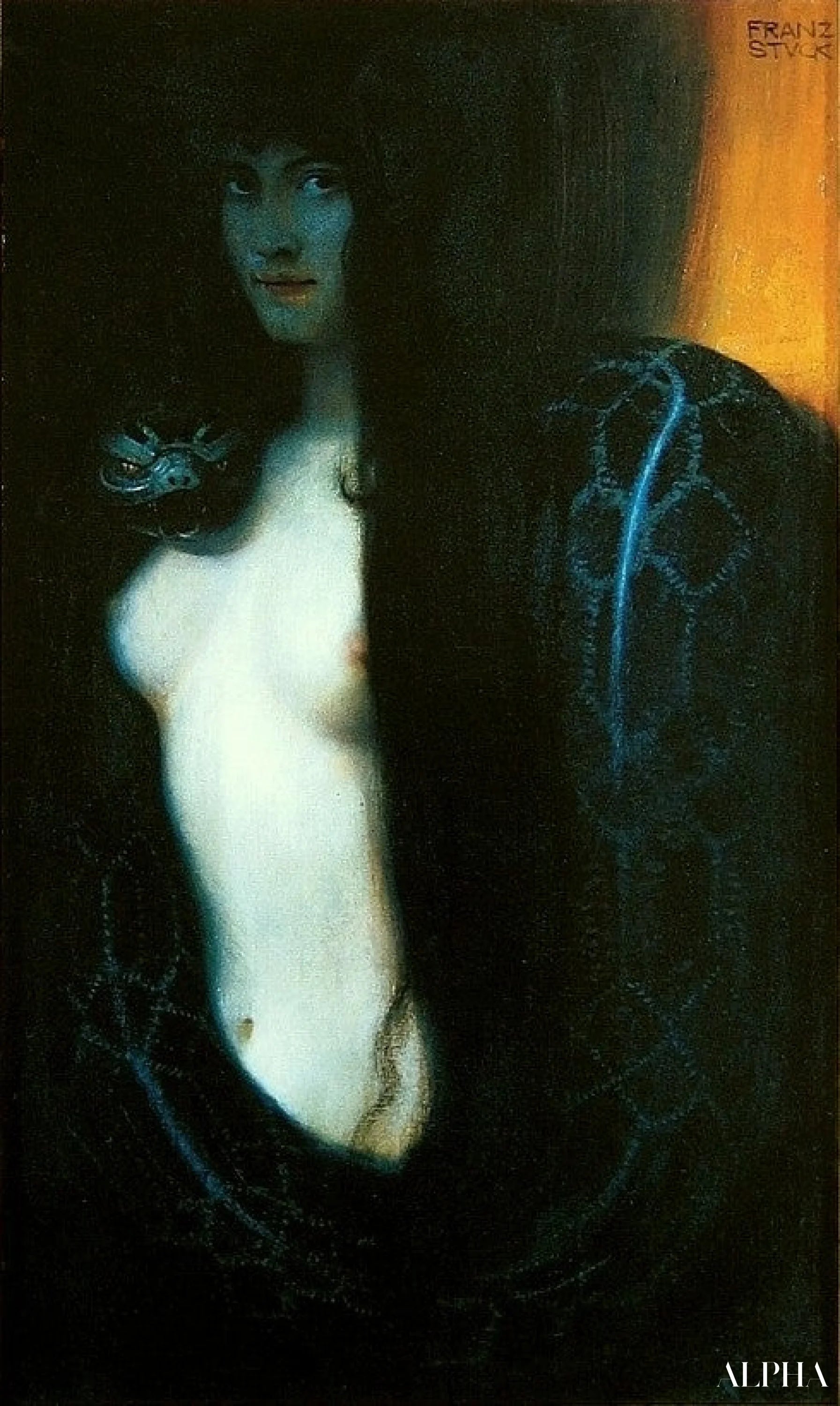 Reproduction du tableau « Le Péché - Franz von Stuck » par Alpha Reproduction en peinture à l’huile
