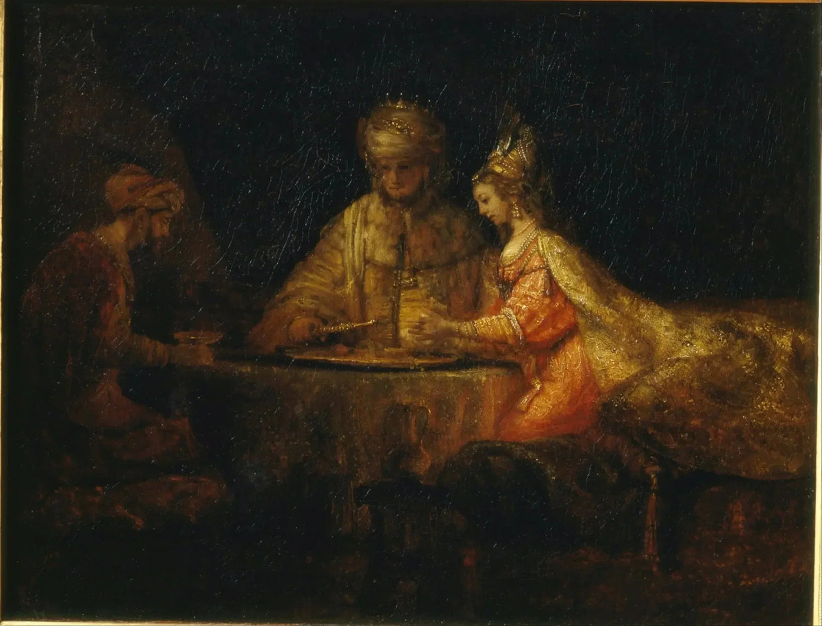 Rembrandt, Esther, Assuérus et Haman, 1660