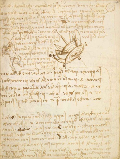 Page du Codex Forster montrant l’écriture miroir de Léonard de Vinci