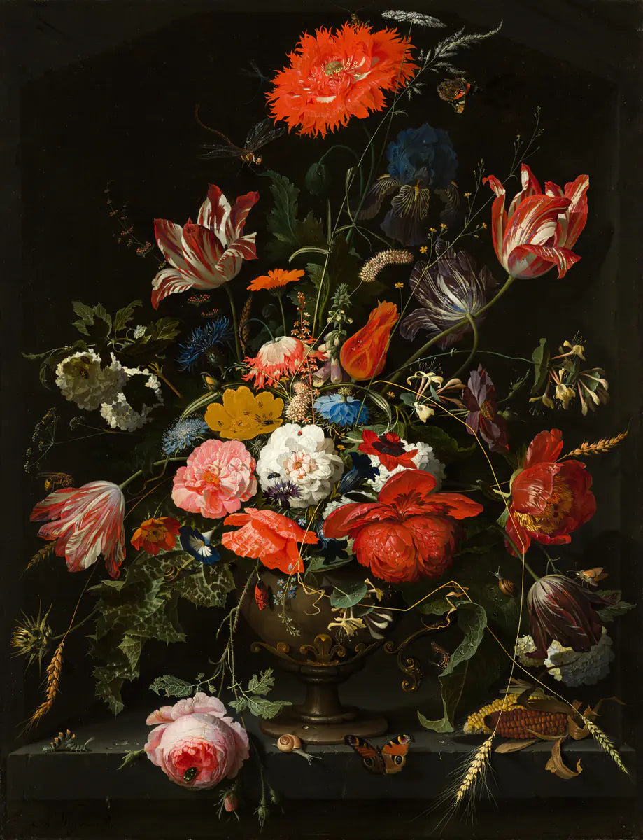 Fleurs dans un vase de métal — Abraham Mignon