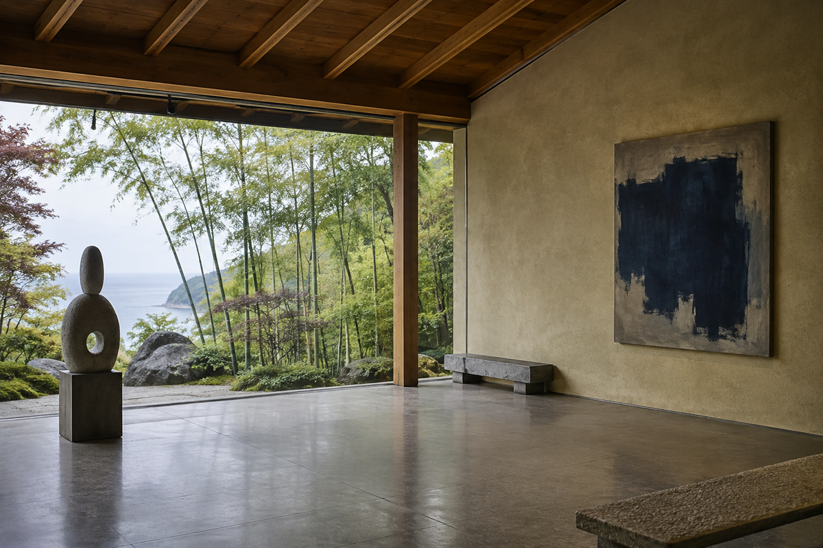 Contemporary gallery inspired by Kamakura between bamboo and sea