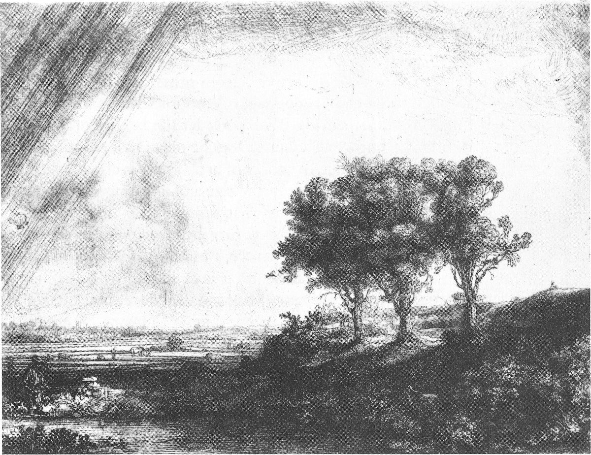 Rembrandt, The Three Trees, etching from 1643